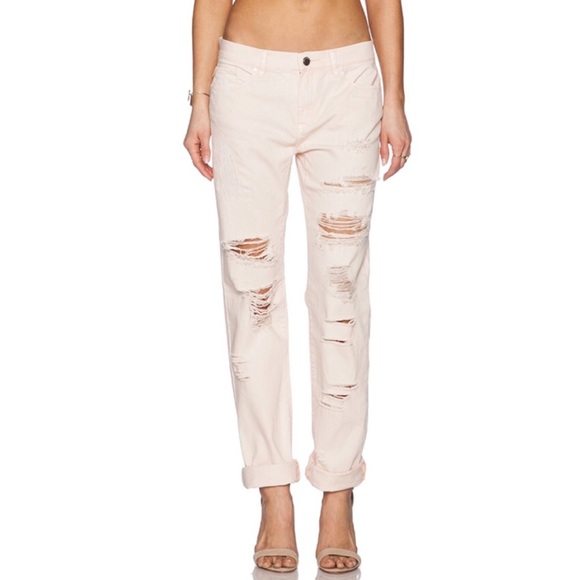 Blank NYC Ditz Distressed Pale Pink Denim Rock Cotton Boyfriend Jeans NWOT 30 - Picture 1 of 16